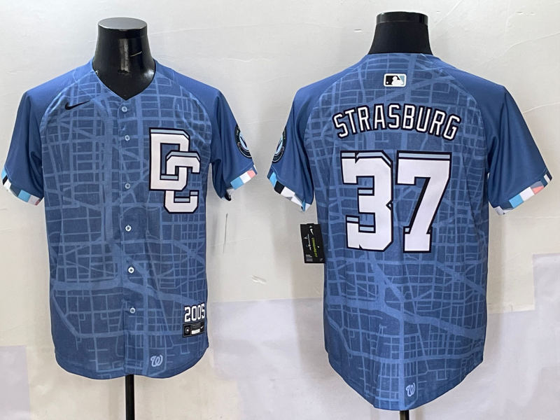 Men's Washington Nationals Stephen Strasburg #37 Blue 2025 City Connect Limited Jersey